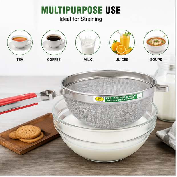 Heavy Handle Milk/Coffee Strainer (Twin Mesh)